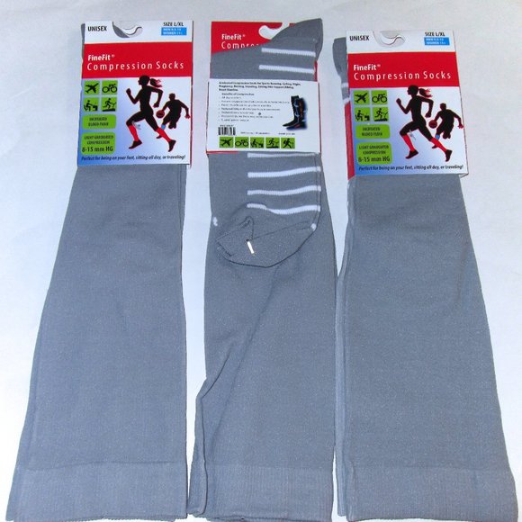 6 Pairs Mens Fine Fit Graduated Mild COMPRESSION 8-15 mmHg Over The Calf Socks - Picture 1 of 3